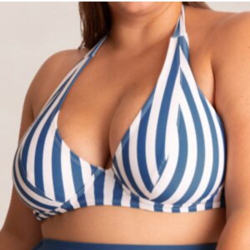 Brand New shapermint Essentials Women's M Full Coverage Bikini Top White Blue